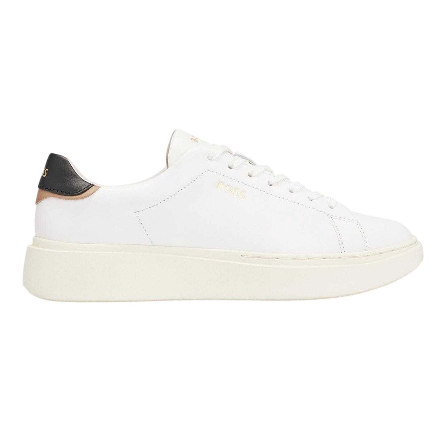 White - Front - Boss Womens-Ladies Amber Leather Running Platform Shoes
