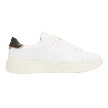 White - Front - Boss Womens-Ladies Amber Leather Running Platform Shoes