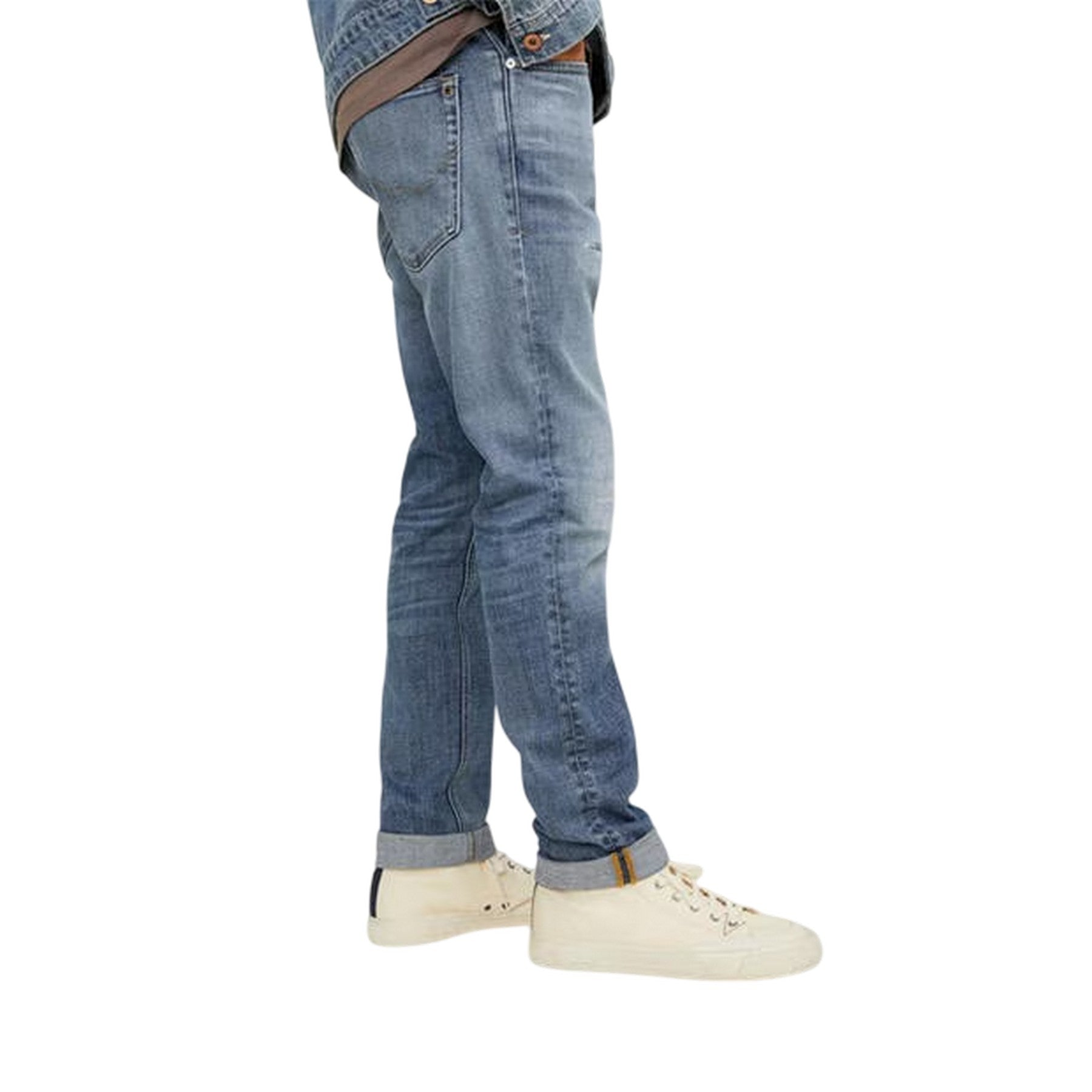 Blue Denim - Side - Jack And Jones Mens Bengaline Regular Jeans