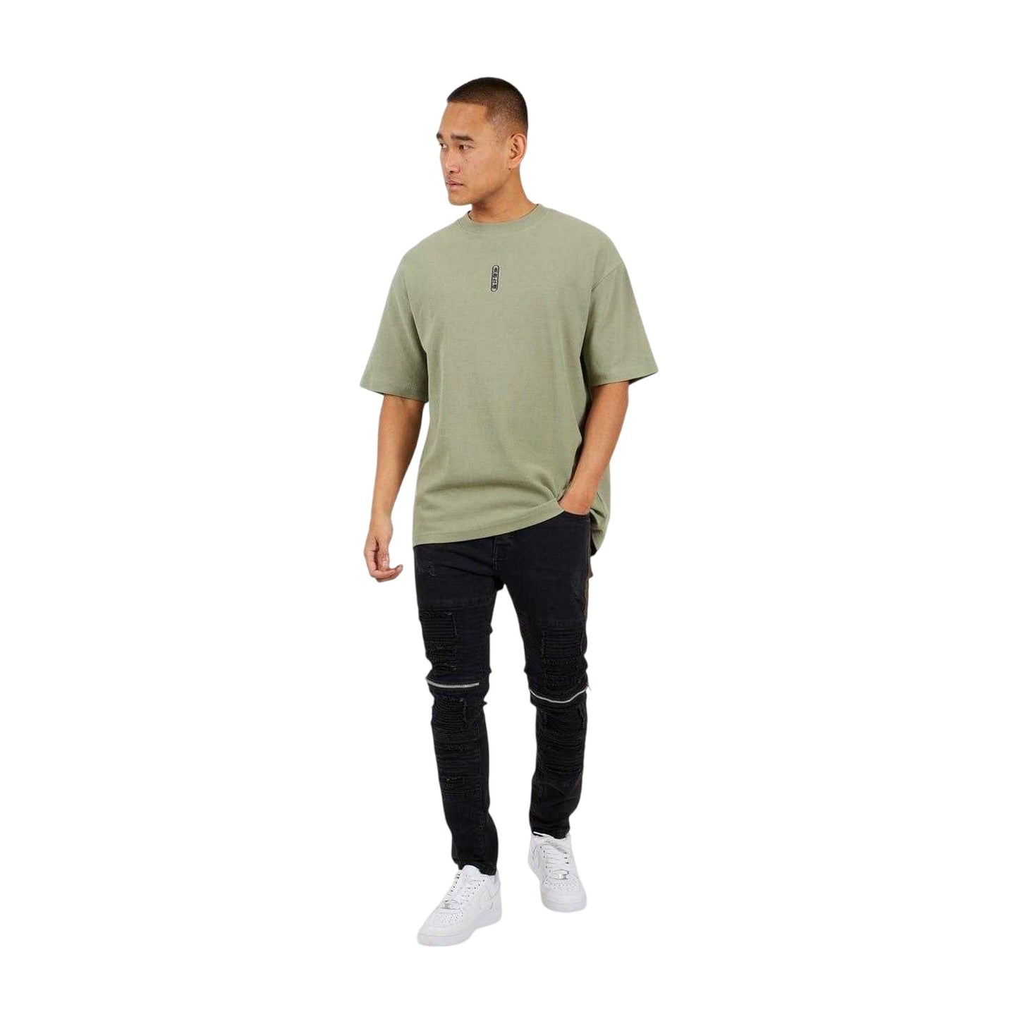 Black - Lifestyle - Brave Soul Mens Biker Stitched Skinny Jeans