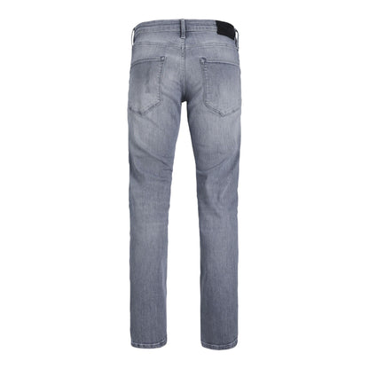 Grey Denim - Back - Jack And Jones Mens 5 Pockets Straight Jeans