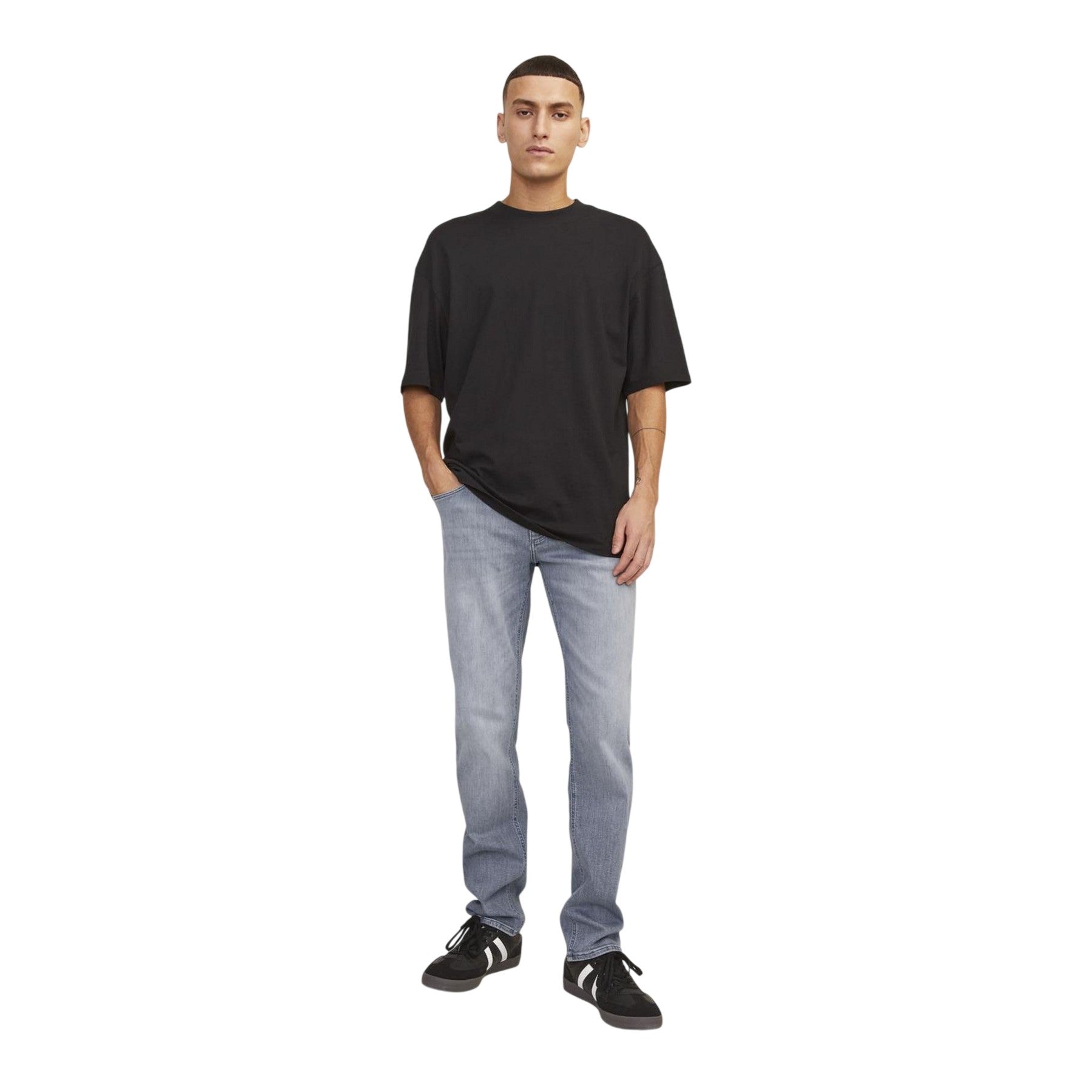 Grey Denim - Lifestyle - Jack And Jones Mens 5 Pockets Straight Jeans