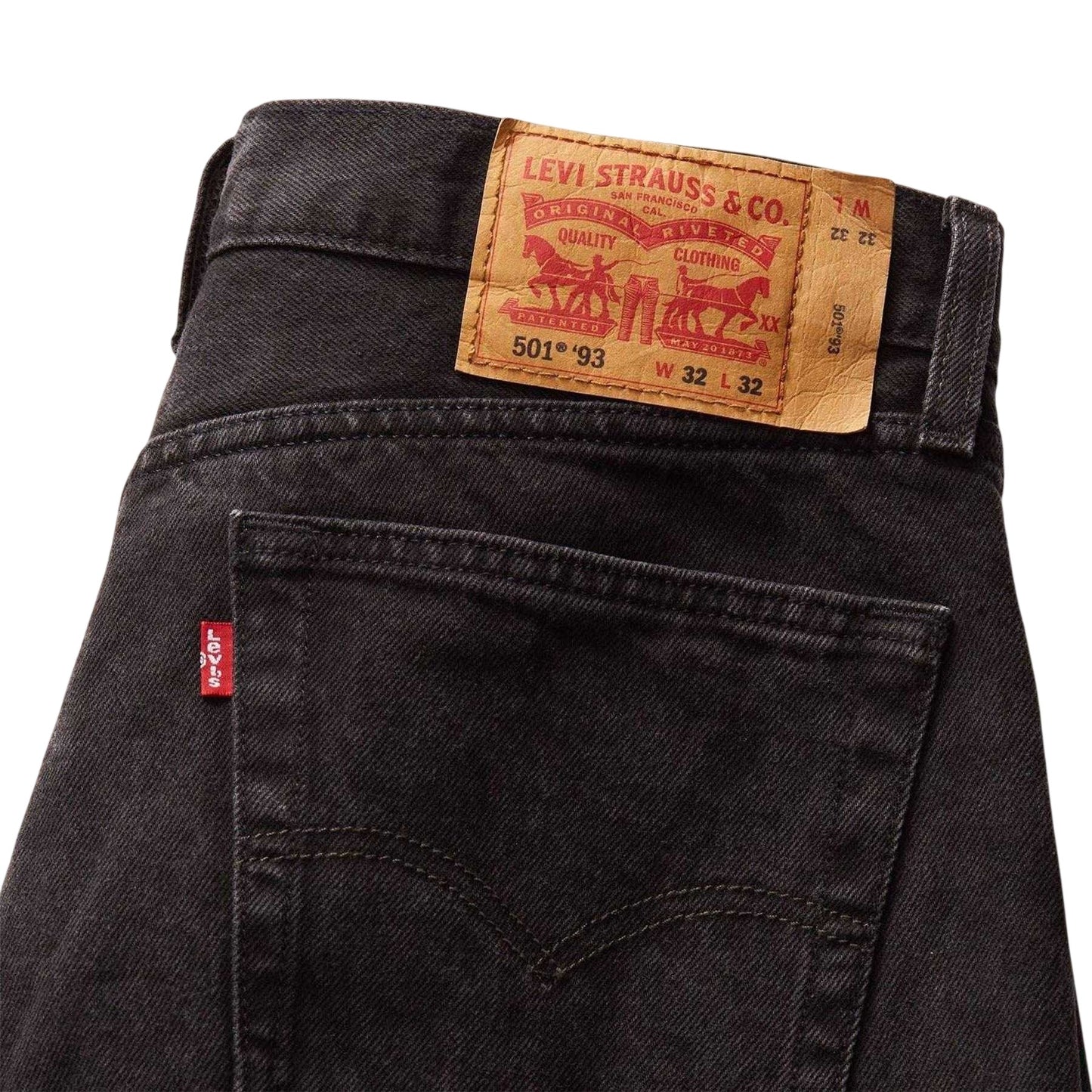 Black - Side - Levis Mens Driverway 93 Straight Jeans