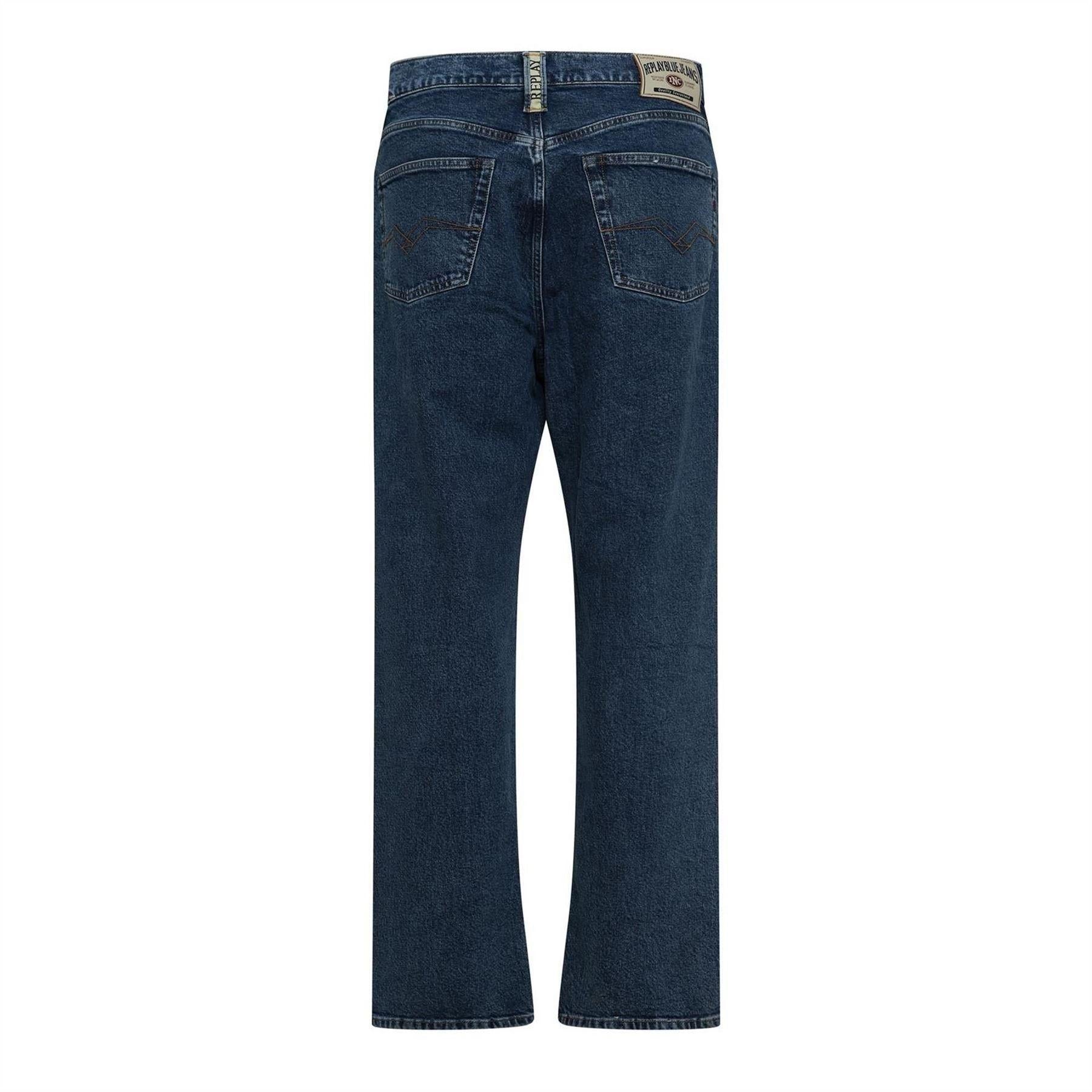 Blue - Back - Replay Mens 9zero1 Denim Straight Jeans