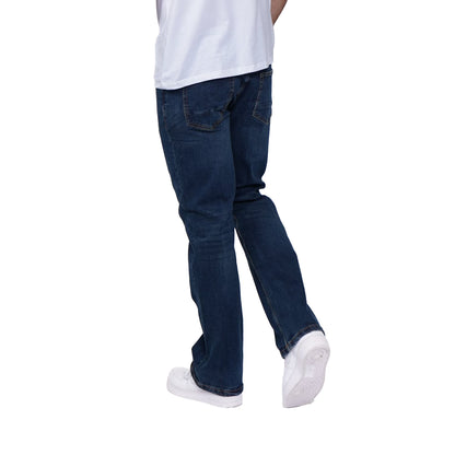 Dark Blue Washed - Back - Firetrap Mens Tokyo Cotton Bootcut Jeans