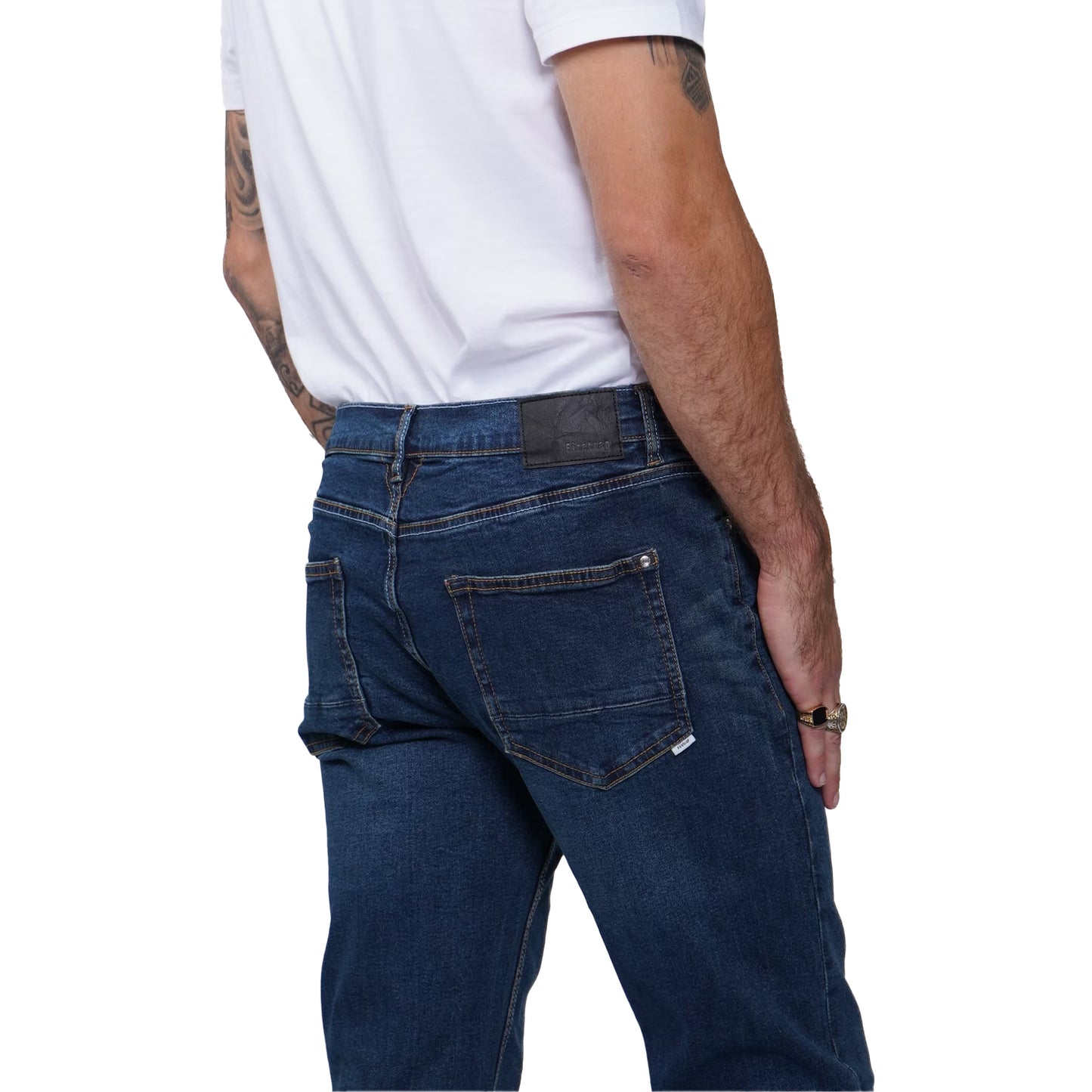 Dark Blue Washed - Side - Firetrap Mens Tokyo Cotton Bootcut Jeans