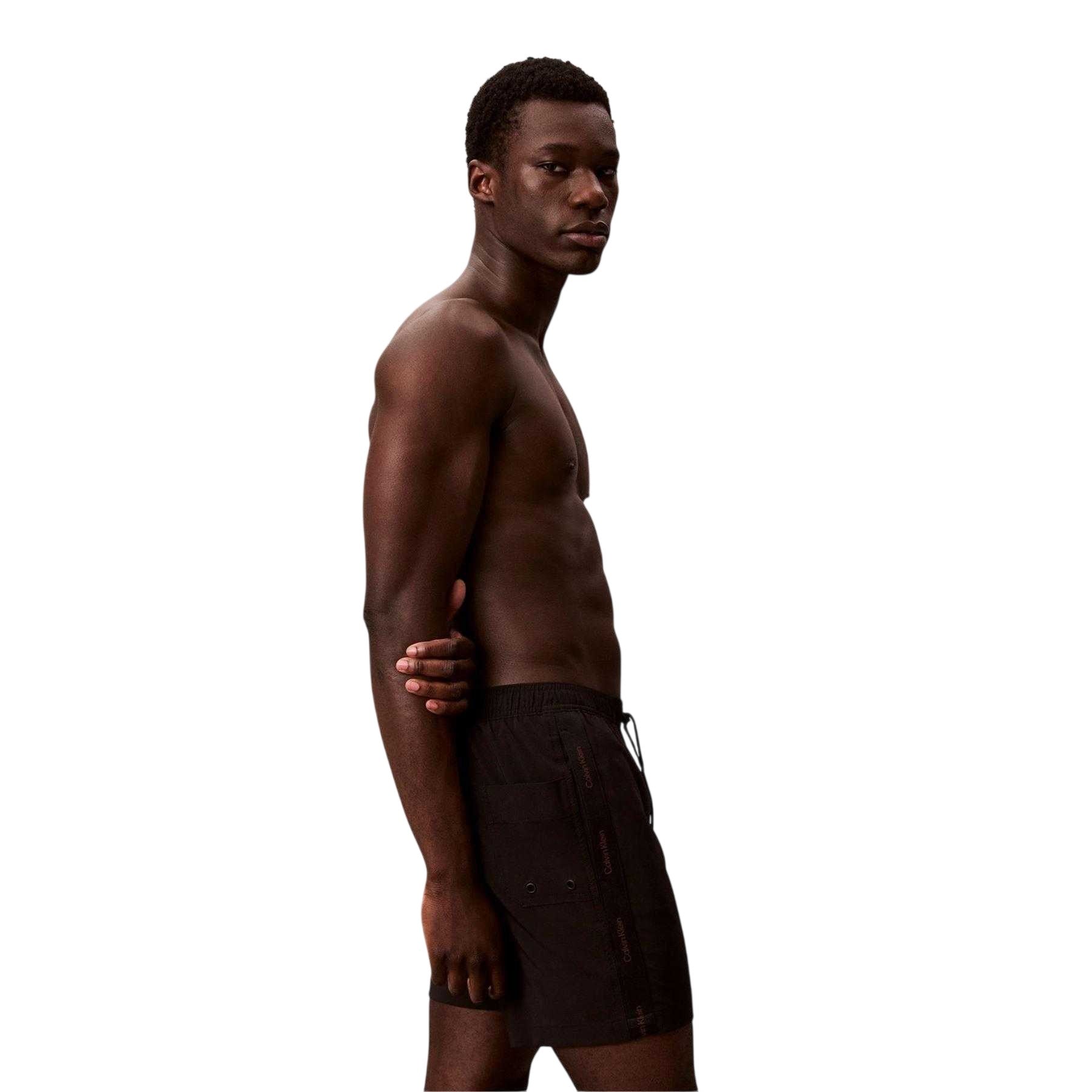 Black - Back - Calvin Klein Mens Logo Swim Shorts