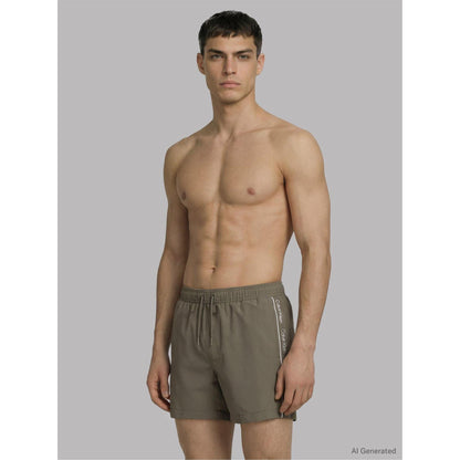 Deep Lichen Green - Back - Calvin Klein Mens Logo Swim Shorts