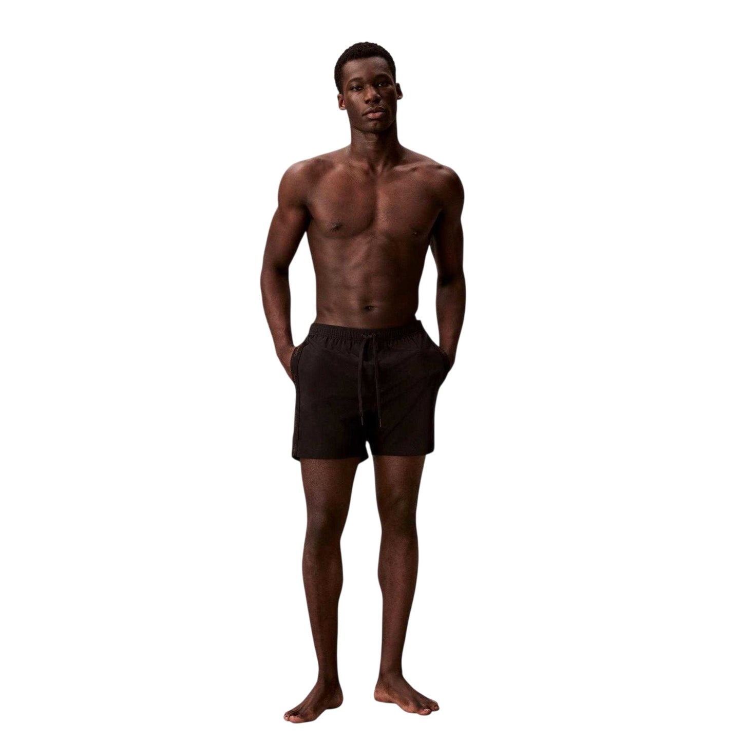 Black - Side - Calvin Klein Mens Logo Swim Shorts
