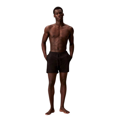 Black - Side - Calvin Klein Mens Logo Swim Shorts
