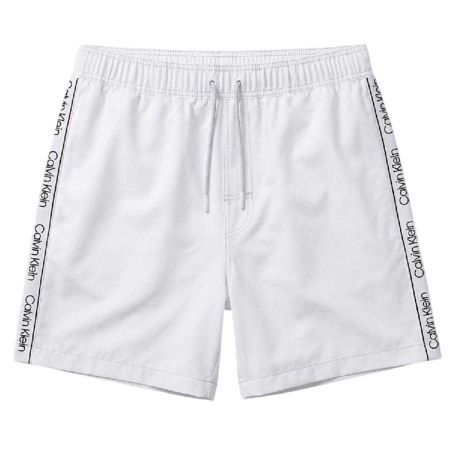 White - Front - Calvin Klein Mens Logo Swim Shorts