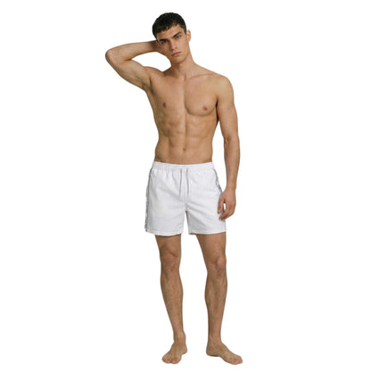 White - Side - Calvin Klein Mens Logo Swim Shorts