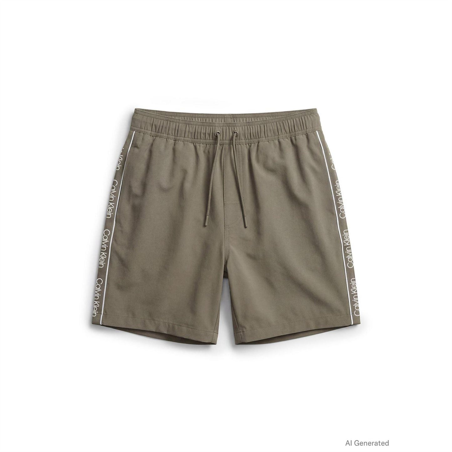 Deep Lichen Green - Front - Calvin Klein Mens Logo Swim Shorts