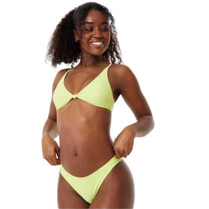 Lime - Front - Jack Wills Womens-Ladies Plain High Waist Swimming Tanga