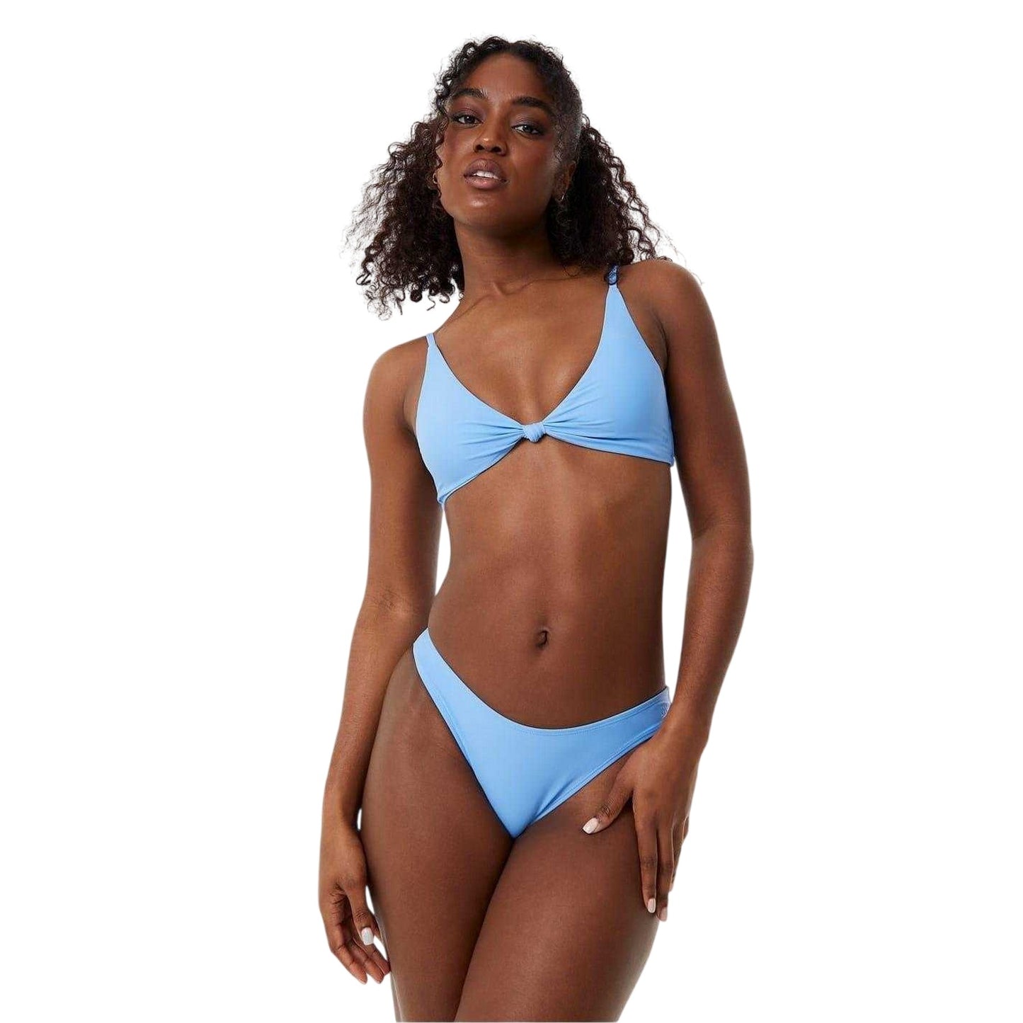 Marina Blue - Front - Jack Wills Womens-Ladies Plain High Waist Swimming Tanga