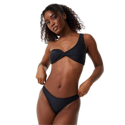Black - Front - Jack Wills Womens-Ladies Plain High Waist Swimming Tanga