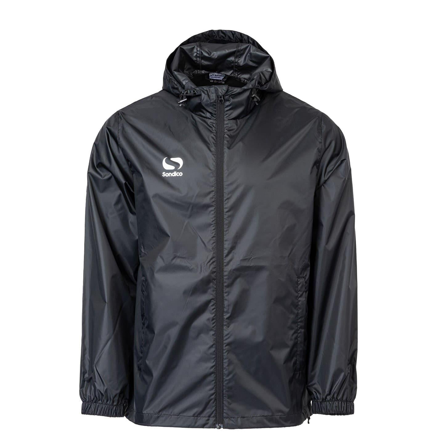 Black - Front - Sondico Mens Waterproof Hooded Jacket