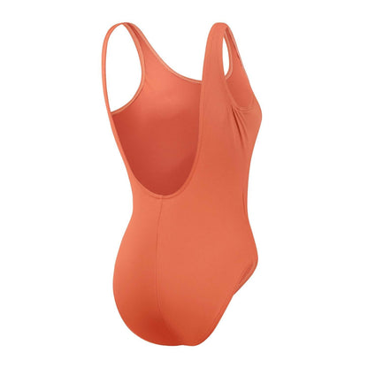 Orange - Back - Speedo Womens-Ladies Textured U-Back One Piece Swimsuit