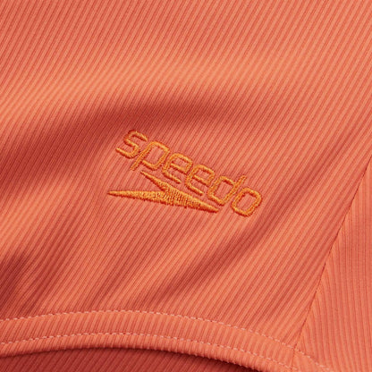 Orange - Side - Speedo Womens-Ladies Textured U-Back One Piece Swimsuit