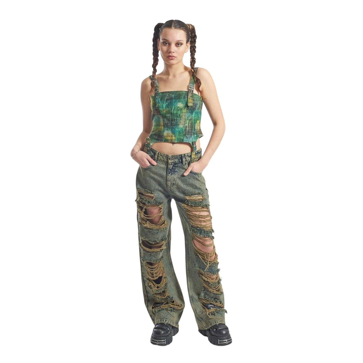 Dirty Washed - Side - The Ragged Priest Womens-Ladies Relaxed Wide Leg Jeans