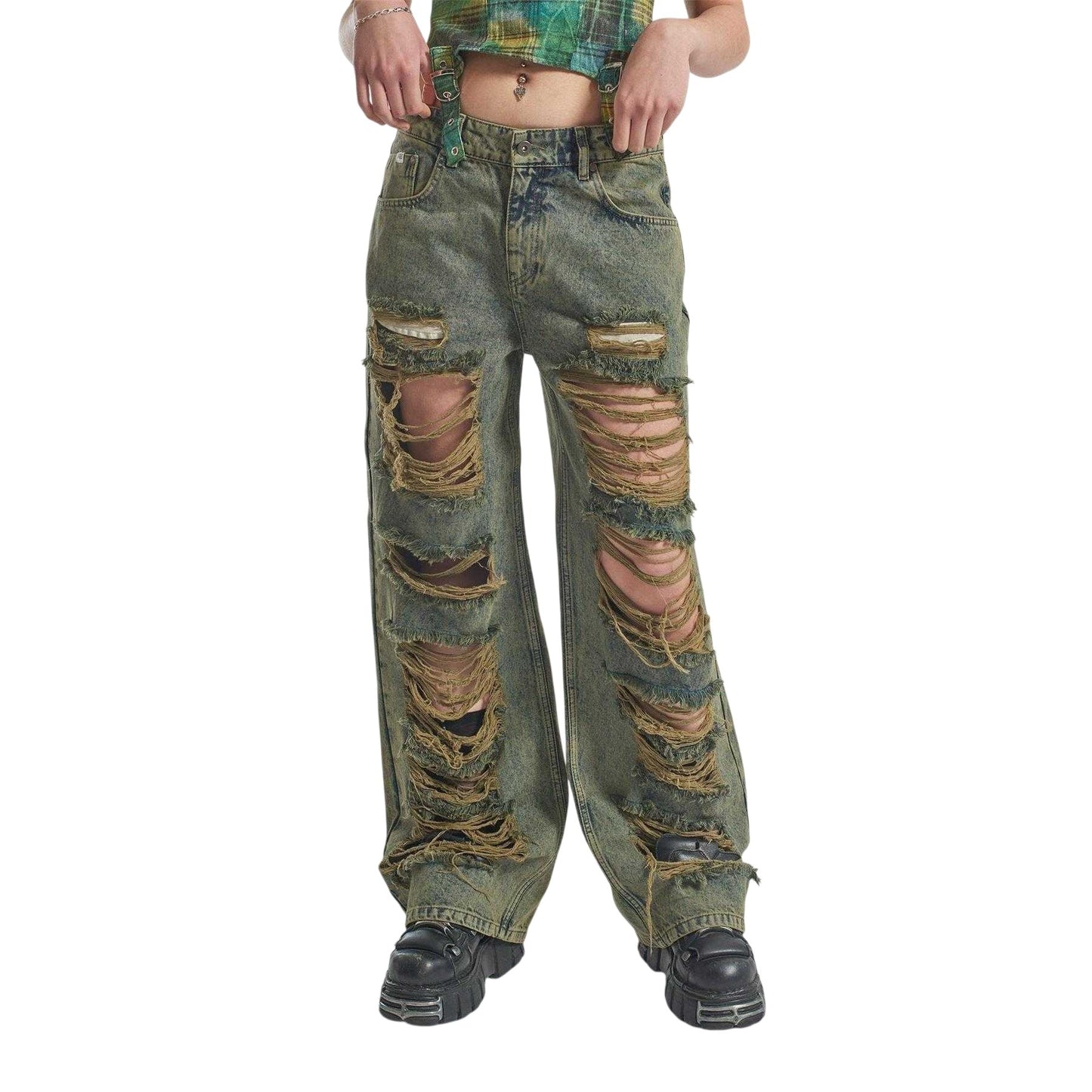 Dirty Washed - Front - The Ragged Priest Womens-Ladies Relaxed Wide Leg Jeans