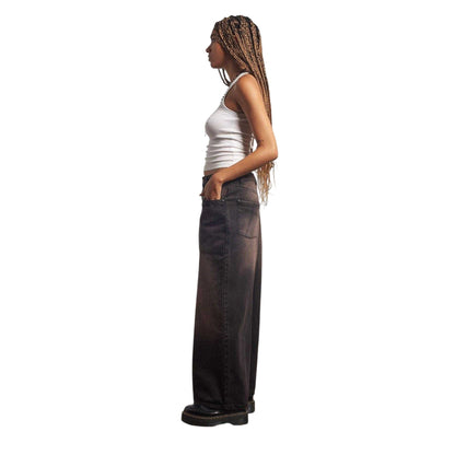 Brown - Back - The Ragged Priest Womens-Ladies Denim Carpenter Maxi Skirt