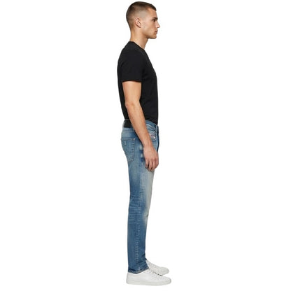 Blue Denim - Side - Diesel Mens 2019 D-Strukt Slim Jeans