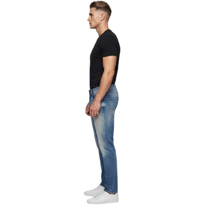 Denim Blue - Side - Diesel Mens 2019 D-Strukt Slim Jeans