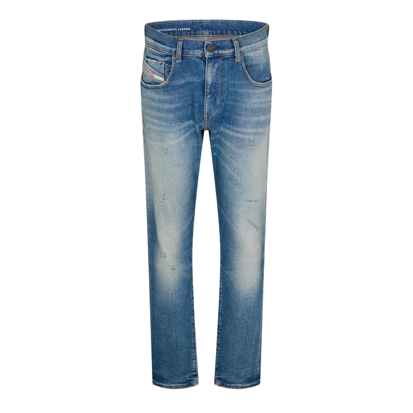 Blue Denim - Front - Diesel Mens 2019 D-Strukt Slim Jeans