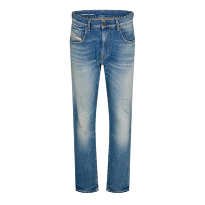 Blue Denim - Front - Diesel Mens 2019 D-Strukt Slim Jeans