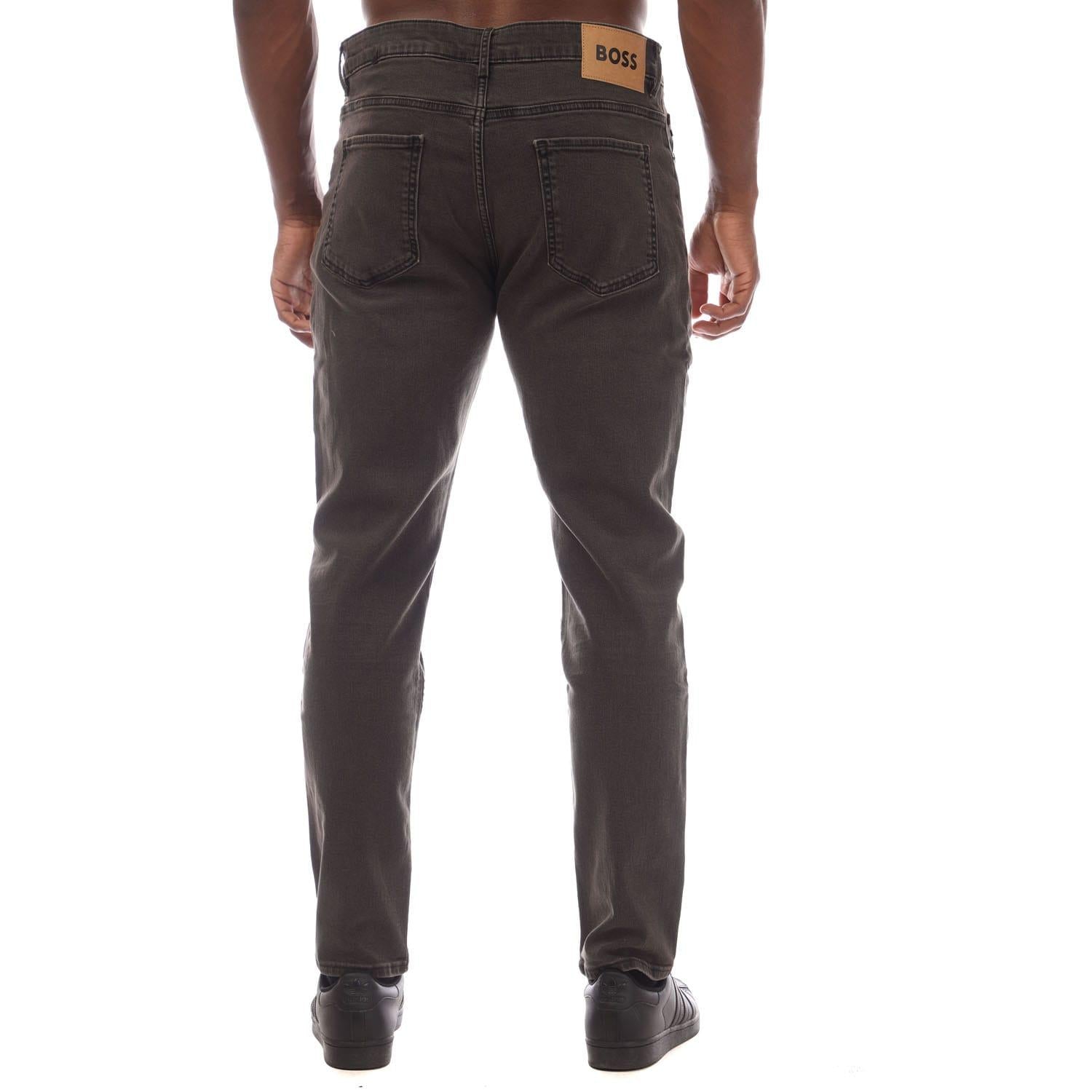Grey - Back - Boss Mens Delaware3 Slim Jeans