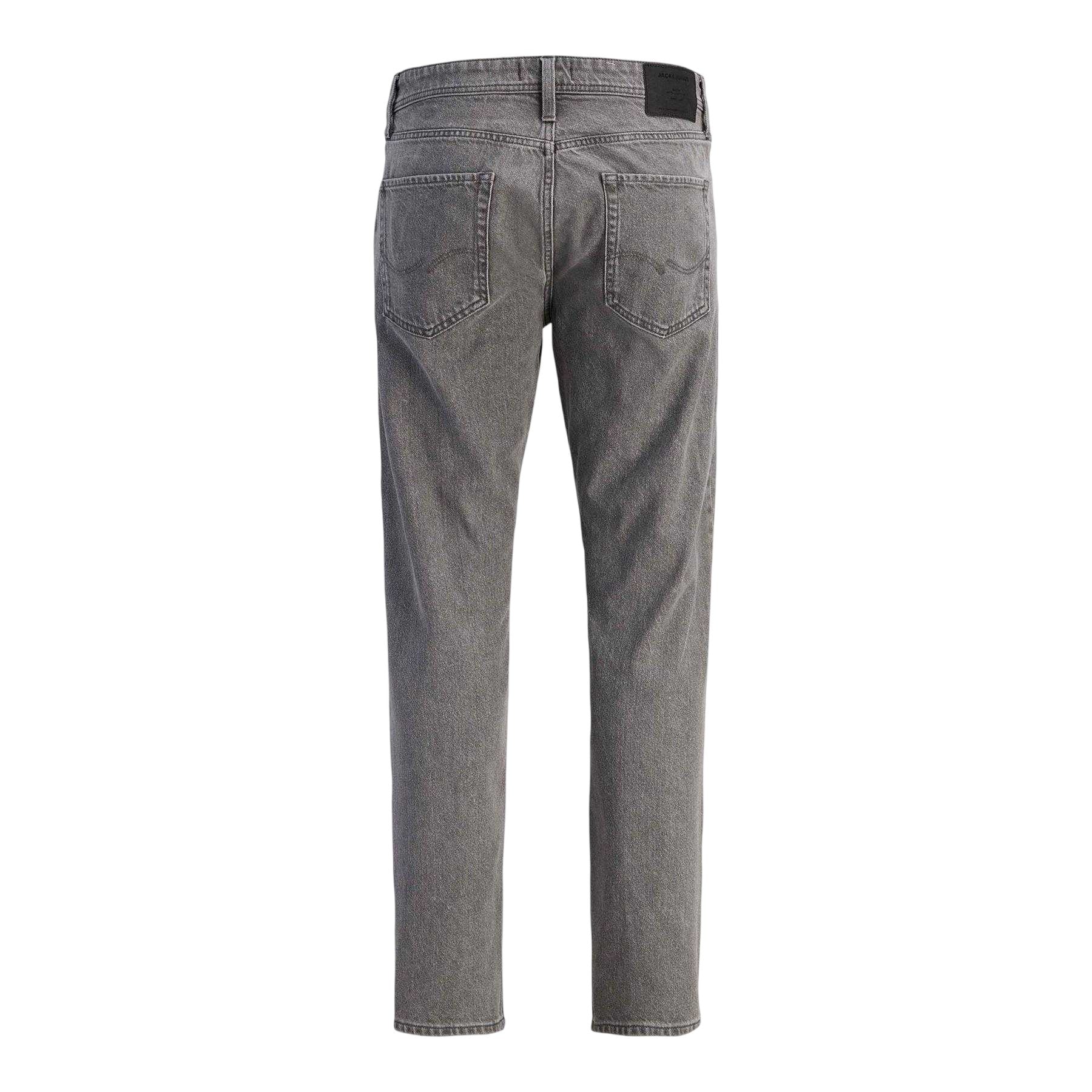 Grey Denim - Back - Jack And Jones Mens Chris Original 5 Pockets Straight Jeans