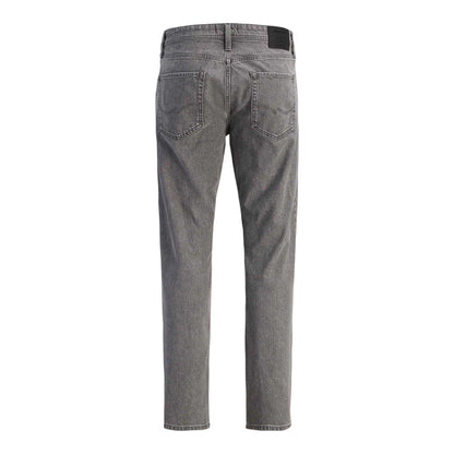 Grey Denim - Back - Jack And Jones Mens Chris Original 5 Pockets Straight Jeans