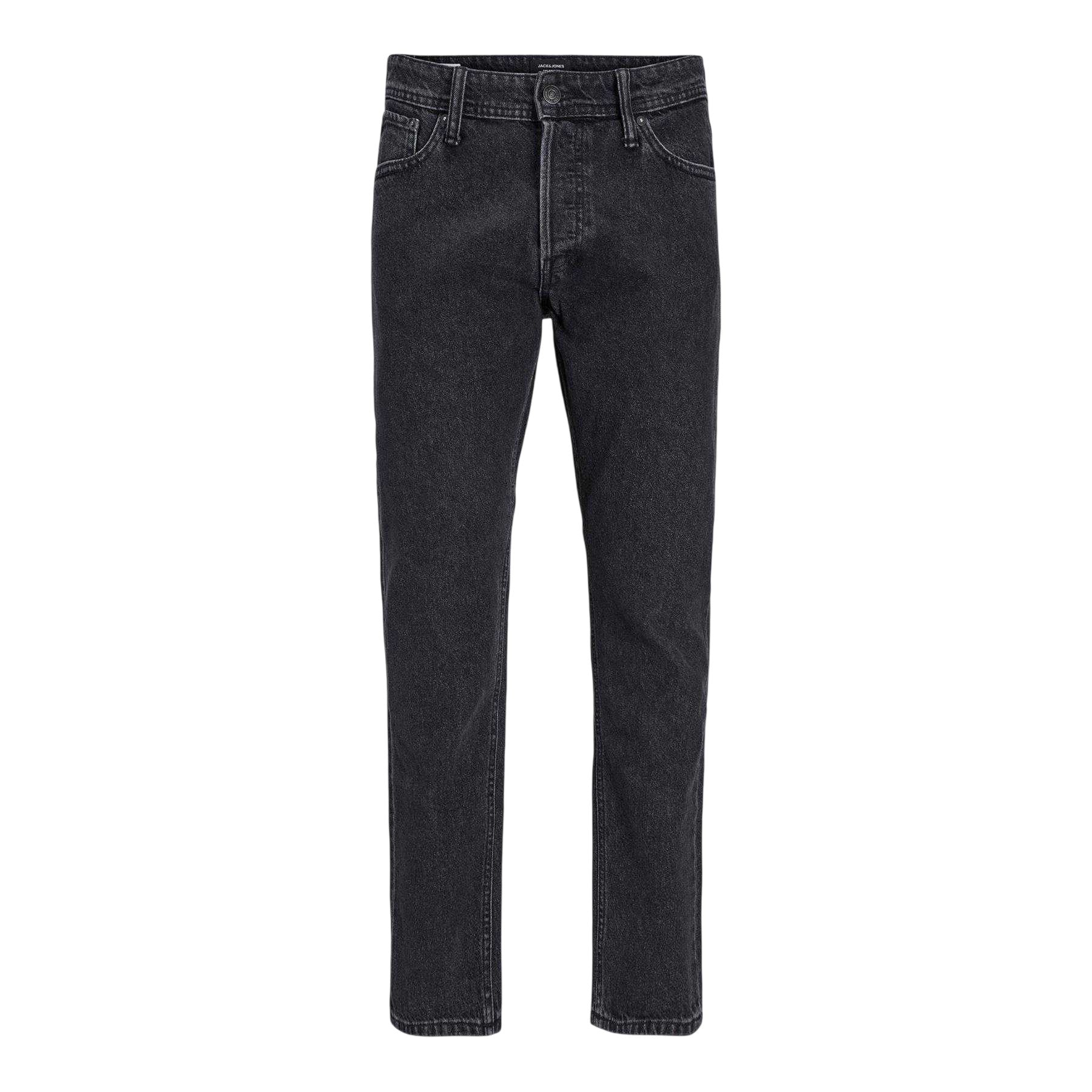 Black Denim - Front - Jack And Jones Mens Chris Original 5 Pockets Straight Jeans