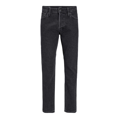 Black Denim - Front - Jack And Jones Mens Chris Original 5 Pockets Straight Jeans
