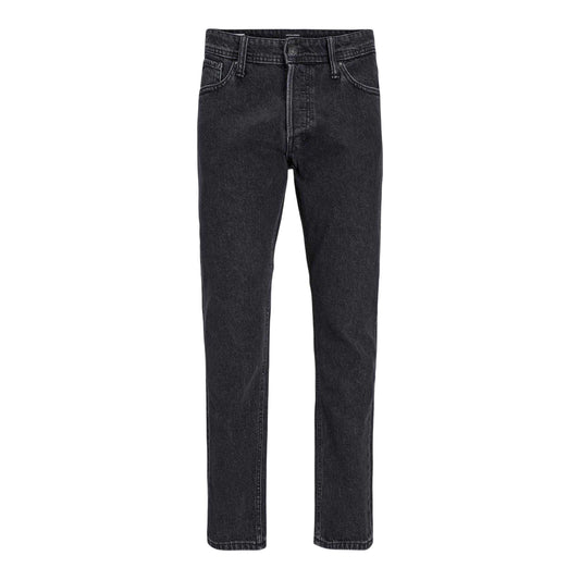Black Denim - Front - Jack And Jones Mens Chris Original 5 Pockets Straight Jeans