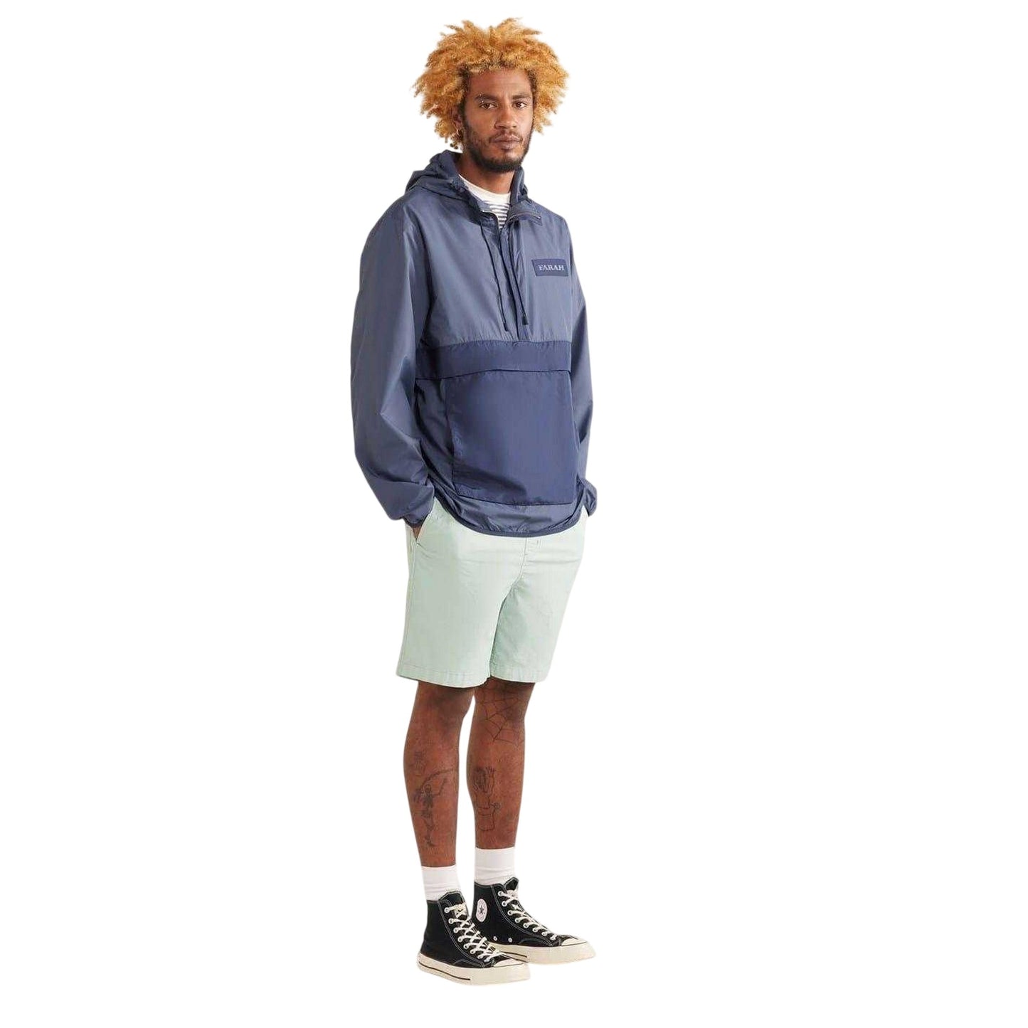Metal Grey - Side - Farah Mens Colour Block Relaxed Fit Anorak