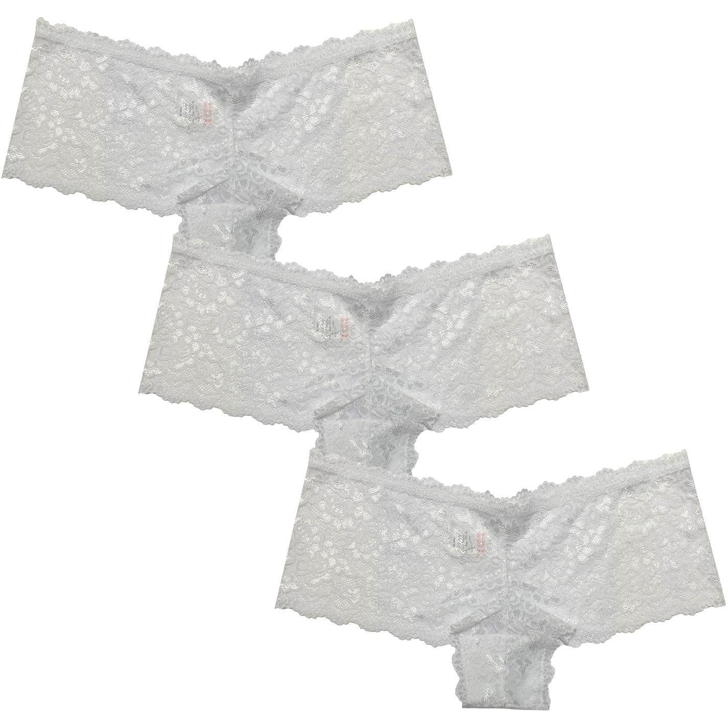 White - Front - Be You Womens-Ladies Floral Lace Trim Briefs (Pack of 3)