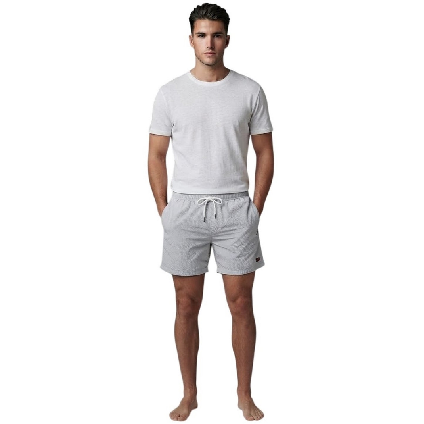 Light Grey - Side - Ellesse Mens Segnato Swim Shorts