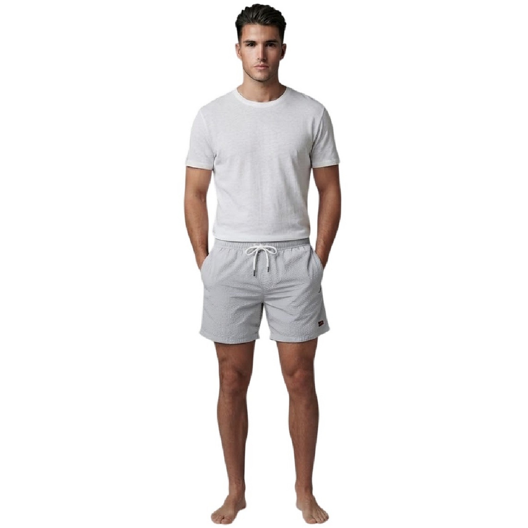 Light Grey - Side - Ellesse Mens Segnato Swim Shorts