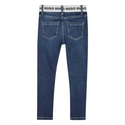 Blue - Back - Hugo Boys Denim Logo Skinny Jeans