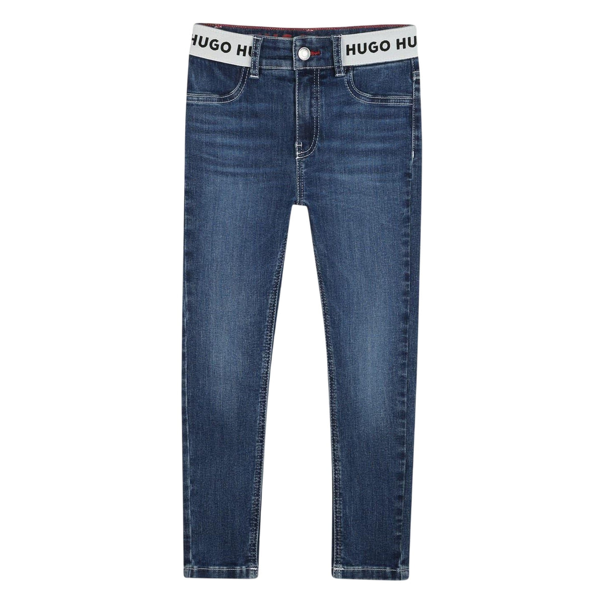 Blue - Front - Hugo Boys Denim Logo Skinny Jeans