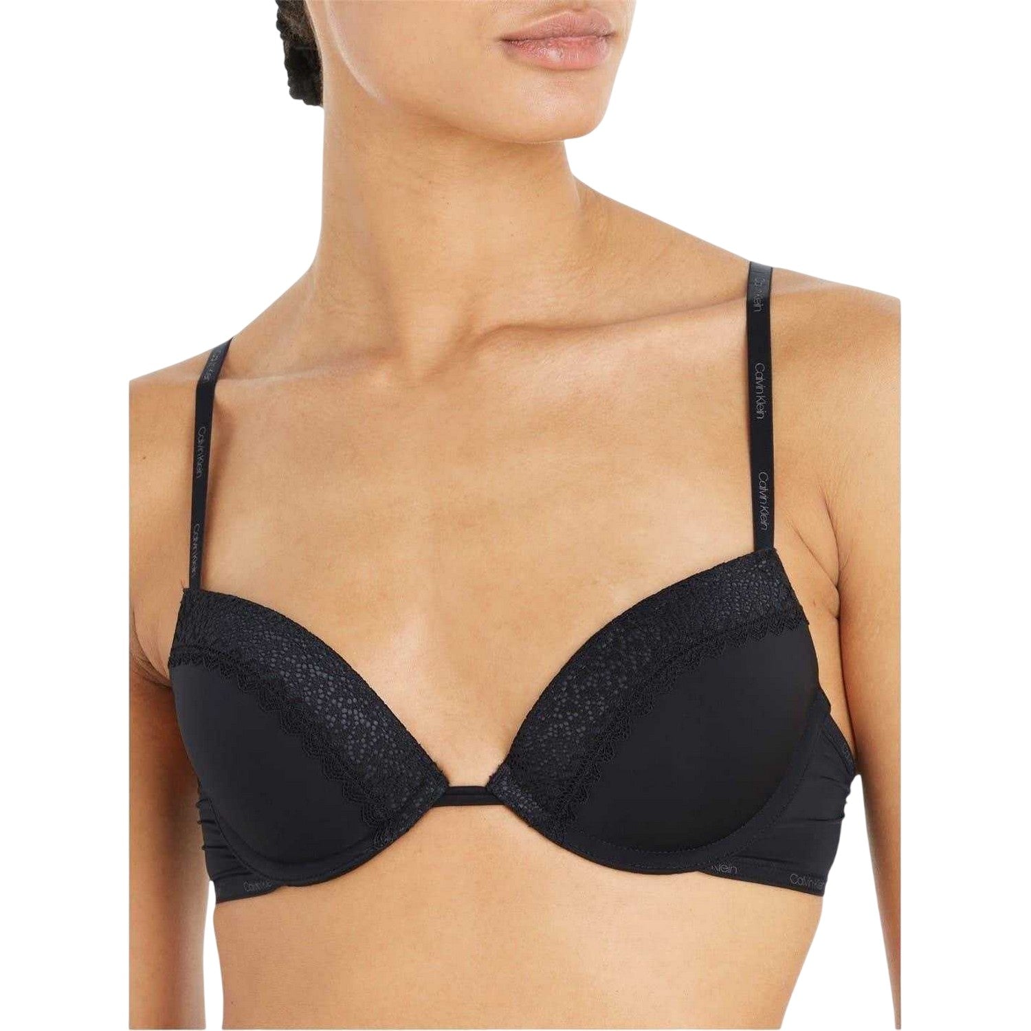 Black - Side - Calvin Klein Womens-Ladies Flirty Plunge Push Up Bra