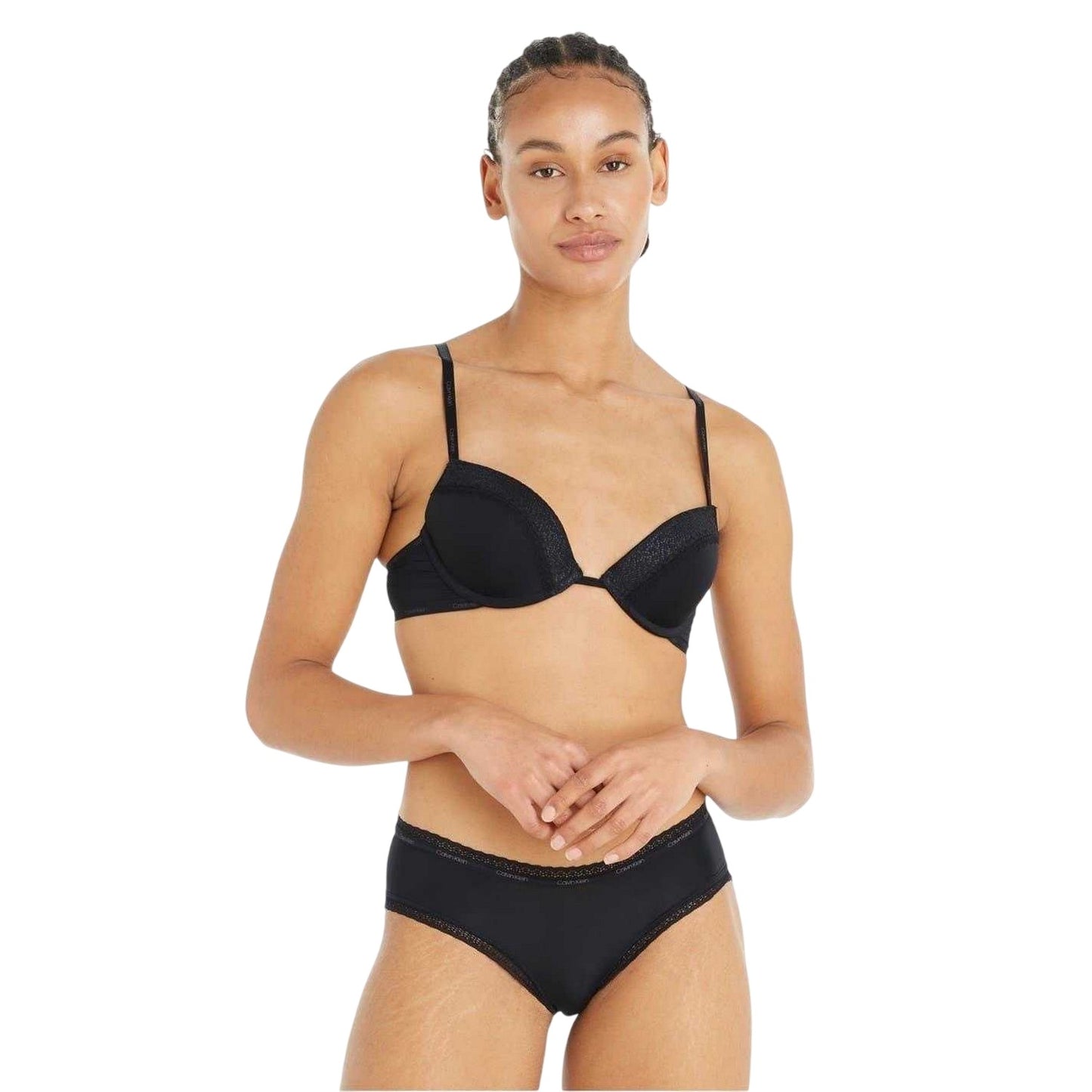 Black - Lifestyle - Calvin Klein Womens-Ladies Flirty Plunge Push Up Bra