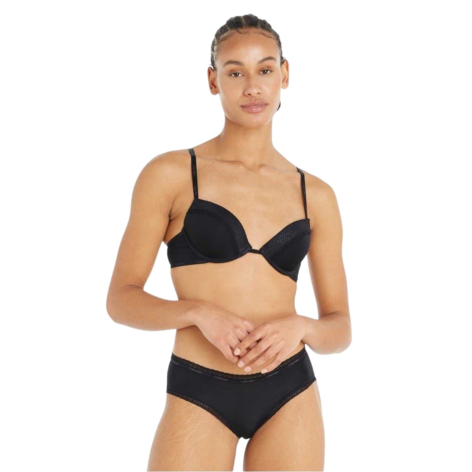 Black - Lifestyle - Calvin Klein Womens-Ladies Flirty Plunge Push Up Bra