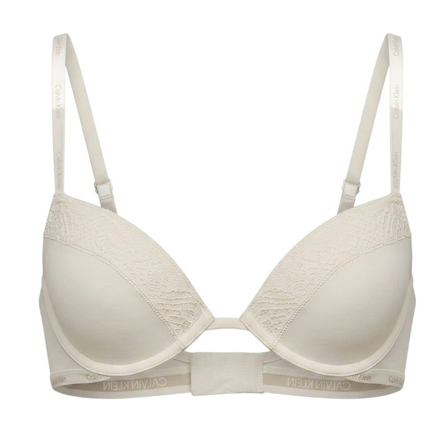 Ivory - Front - Calvin Klein Womens-Ladies Flirty Plunge Push Up Bra