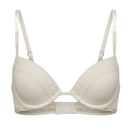 Ivory - Front - Calvin Klein Womens-Ladies Flirty Plunge Push Up Bra