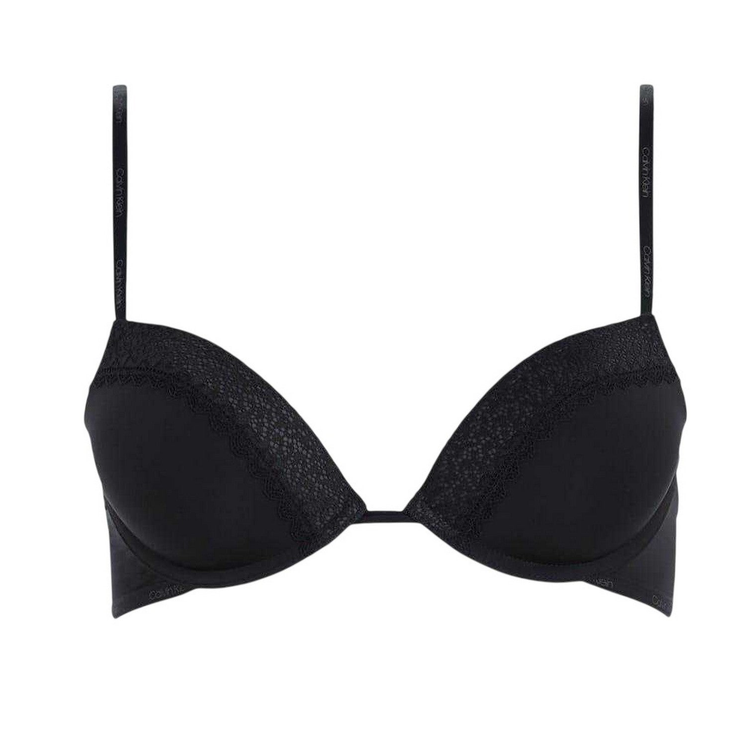 Black - Front - Calvin Klein Womens-Ladies Flirty Plunge Push Up Bra