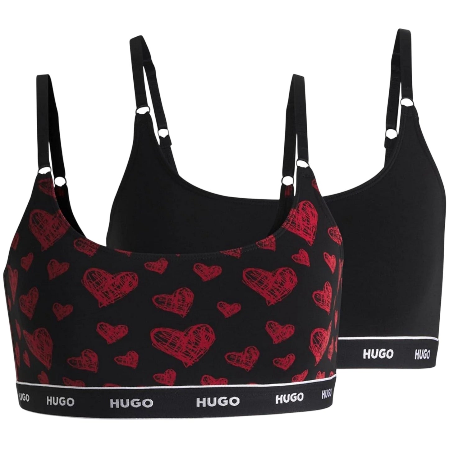 Black - Front - Hugo Womens-Ladies Cotton Blend Bralette (Pack of 2)