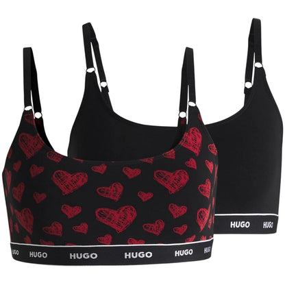 Black - Front - Hugo Womens-Ladies Cotton Blend Bralette (Pack of 2)